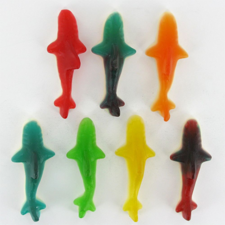 Requins gélifiés lisses colorés - 1kg