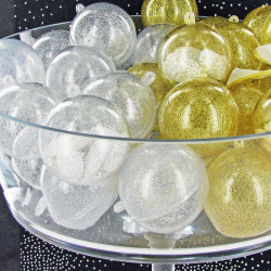 Boules pailletées ARGENT 8 CM en plexiglass - 20 pièces