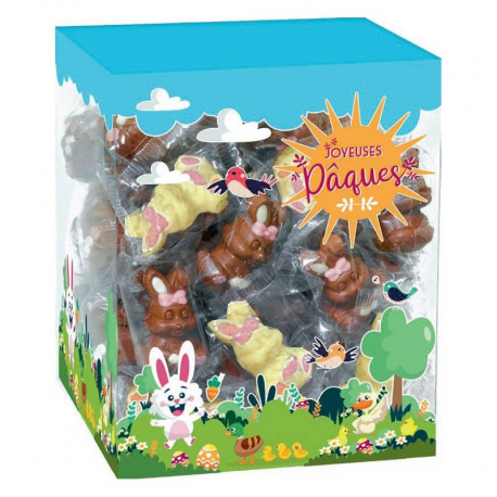 PRECOMMANDE Lapinous décorés en chocolat assorti s/cello 10g - tubo de 42